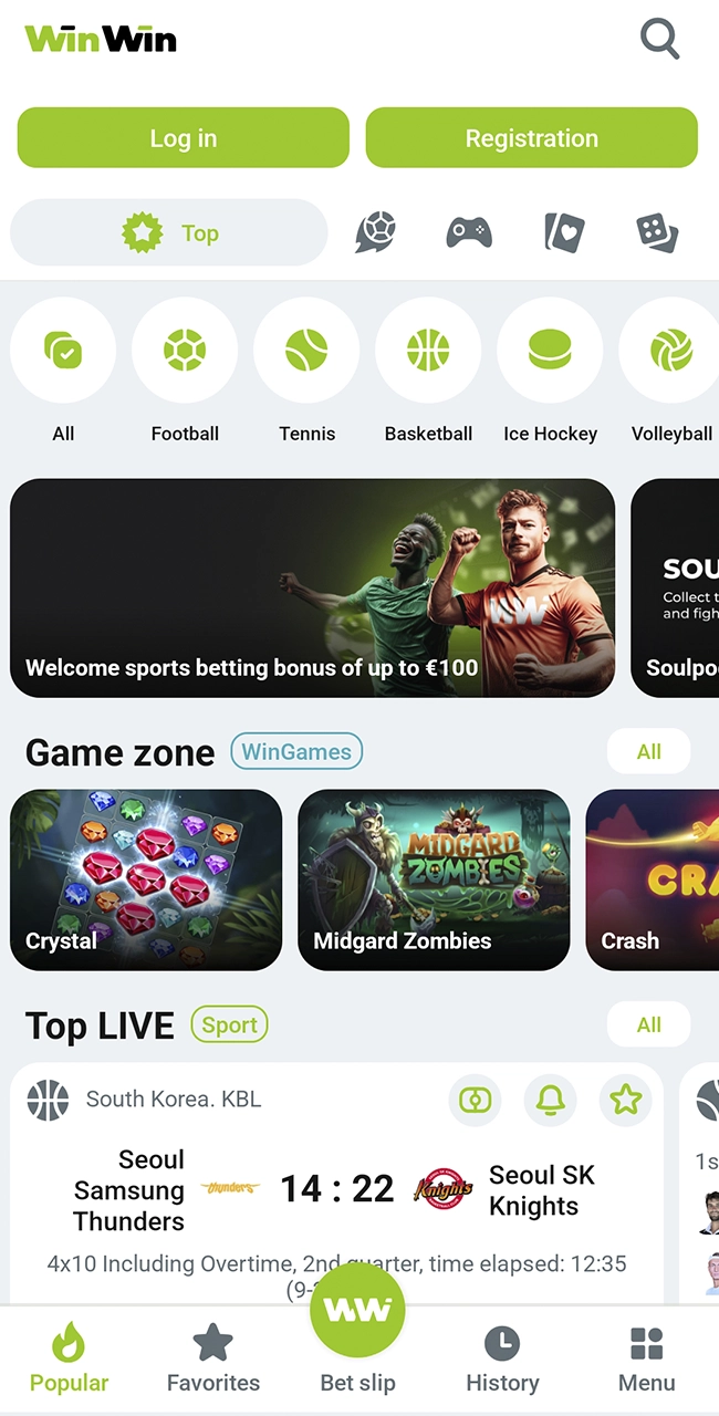 Open the WinWin app and start betting.