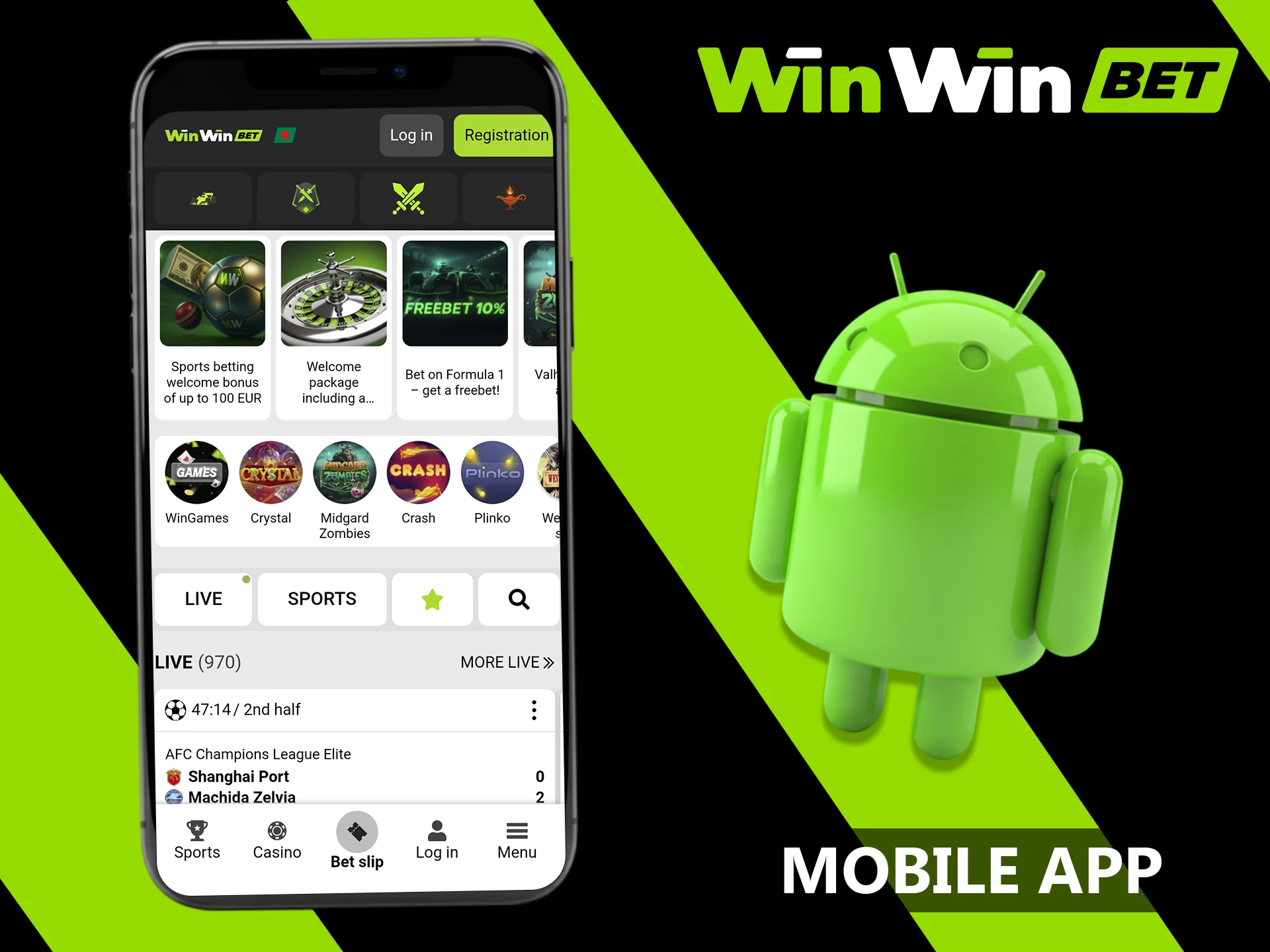 Use mobile version of WinWin or download the app.